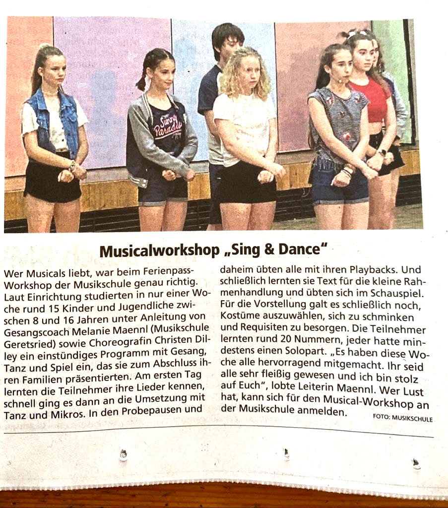 Musical Sing and Dance Ferienspass Musikschule Geretsried